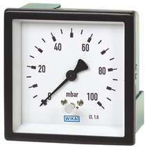 カプセル式圧力計（微圧計)、角型、エッジワイズ型パネル取付タイプ
